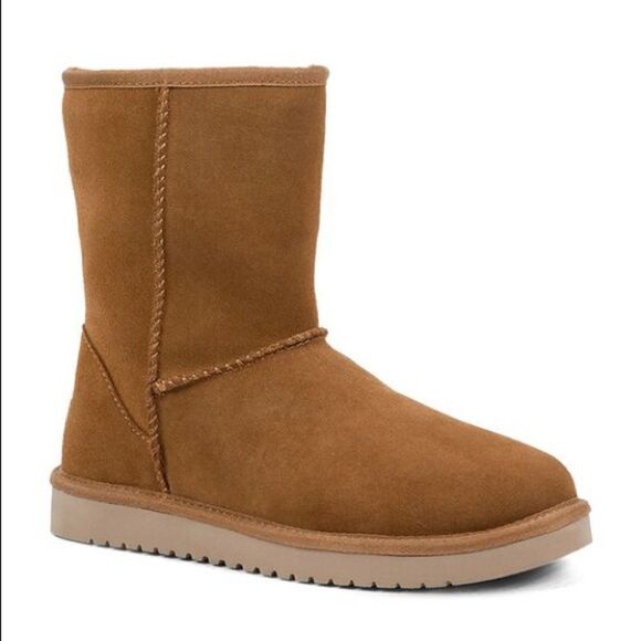 Koolaburra by UGG Koola Short Boots Chestnut Brown Suede and Faux Fur - Picture 1 of 8